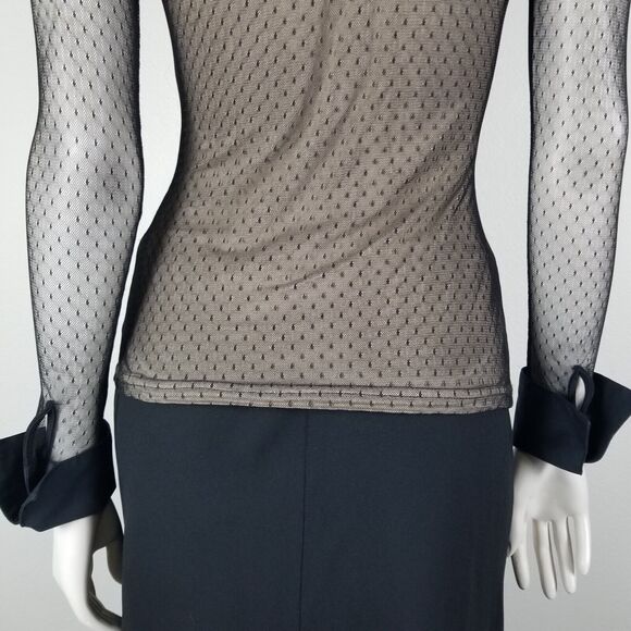 Blanc Nature Vintage Y2K Embroidered Goth Mesh Shirt Size 38 (Cigarette Odor) - Picture 6 of 14